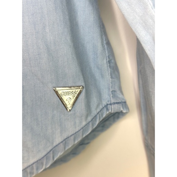 Guess Los Angeles Women Light Wash Denim Button Down Shirt Normcore Minimalist M - Picture 4 of 11